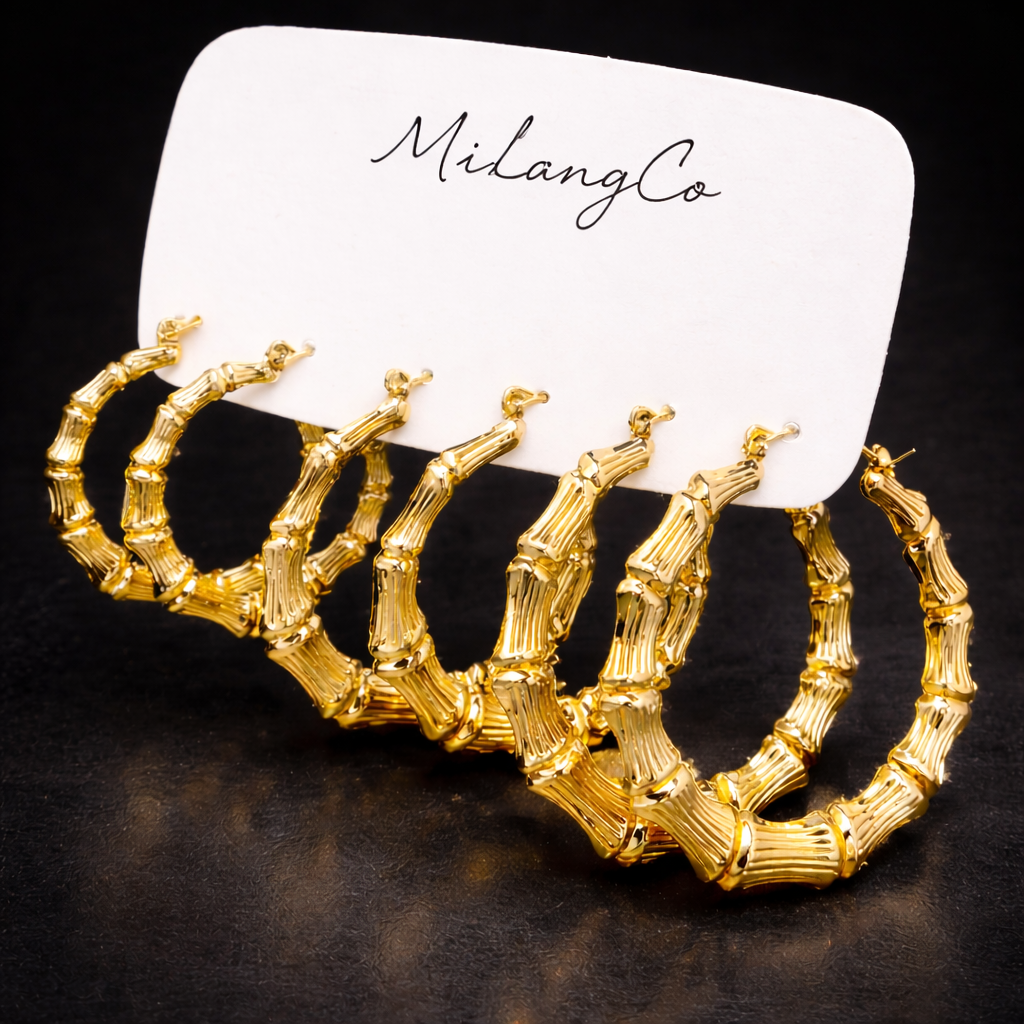 Golden Bamboo Hoops